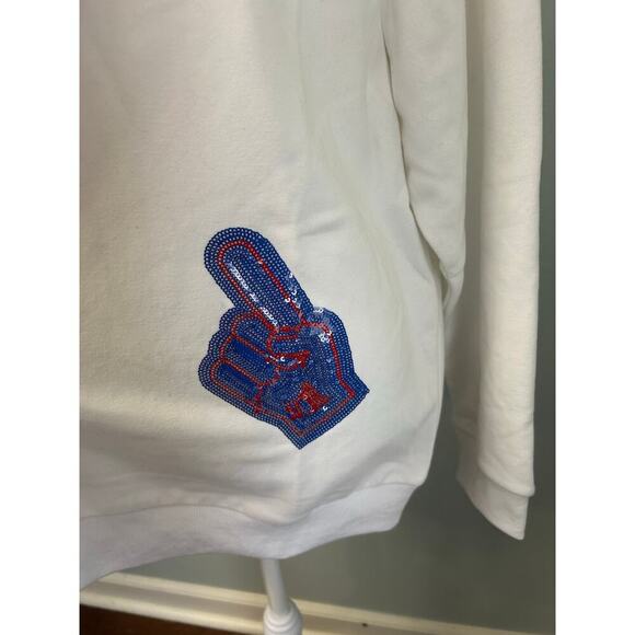 NWOT Queen Of Sparkle White Custom KU Jayhawks Icon Crewneck Sweatshirt size L - Picture 11 of 13